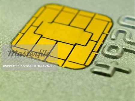 Close-up of a chip on a credit card. Shallow DOF.