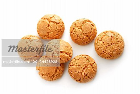 Traditional italian almond cookies - amaretti, isolated on white background