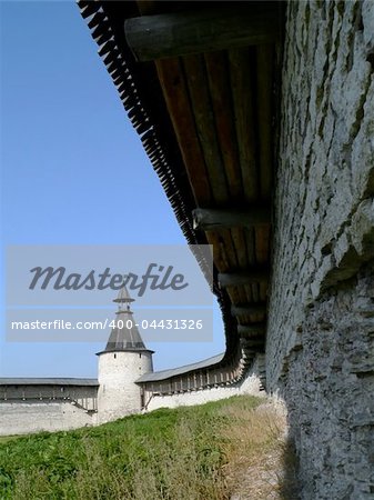 Courtyard of the fortresses. Russia, kremlin of Pskov.