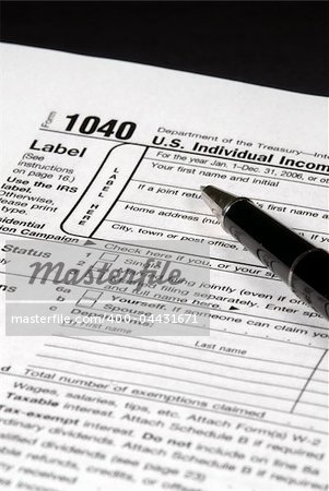 Detail view of an Income Tax form about to be completed
