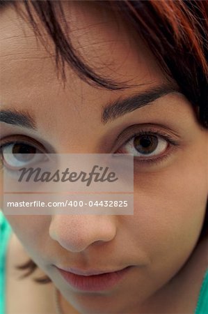 girl with big eyes look in camera
