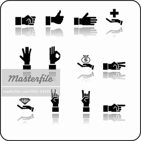 A hand elements icon set.