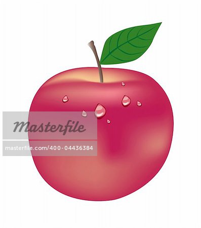 Red Apple with Waterdrops