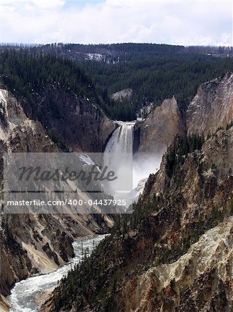 Yellowstone falls on a bright summer day