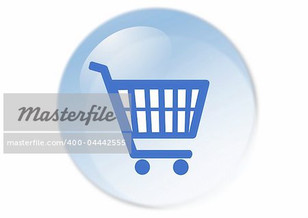 shopping cart button - web icon - computer generated illustration