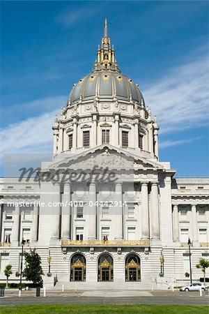 The City Hall of San Francisco California, opened in 1915, in its open space area in the city's Civic Center, is a Beaux-Arts monument to the brief "City Beautiful" movement that epitomized the high-minded American Renaissance of the period 1880-1917. The present building is actually a replacement for an earlier City Hall that was completely destroyed during the 1906 Earthquake.