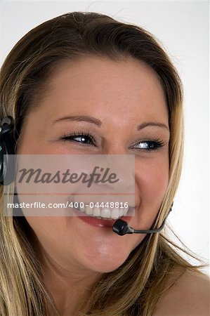 Smiling telesales girl