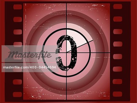 Old Red Scratched Film Countdown at No 0