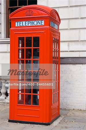 Classic british red phone booth in close up