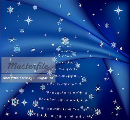 blue christmas tree, vector illustration