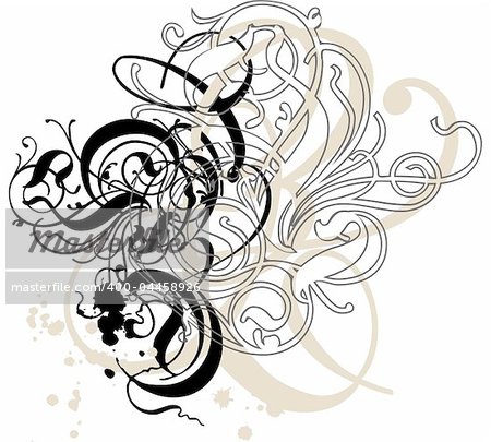 abstract grungy swirls on white  background