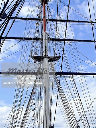 Tall foremast on the big sail ship