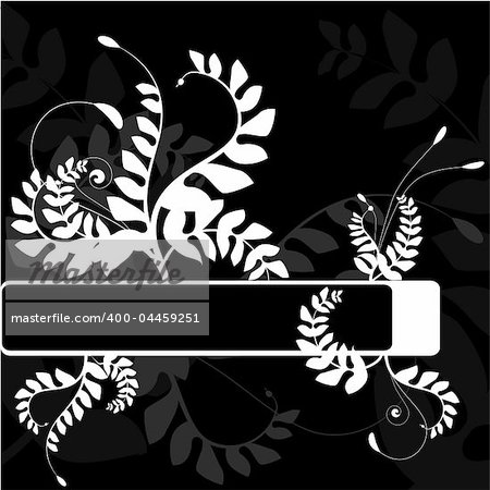 Vector - Floral illustration with vines and ferns. Blank space for your text.