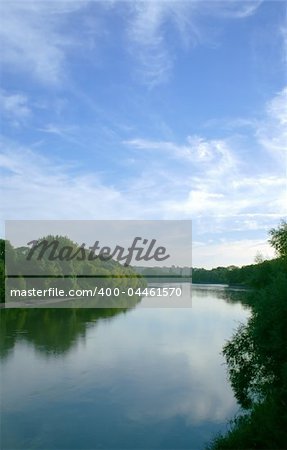 Morning on Kuban river. Northern Caucasia.