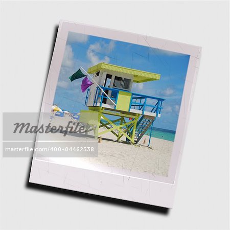 Multicolored lifeguard station on South Florida beach