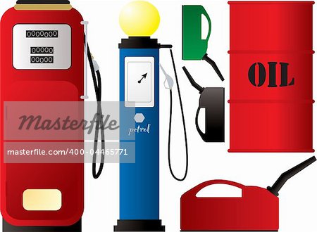 Illustration of an old fashioned petrol pump and canister