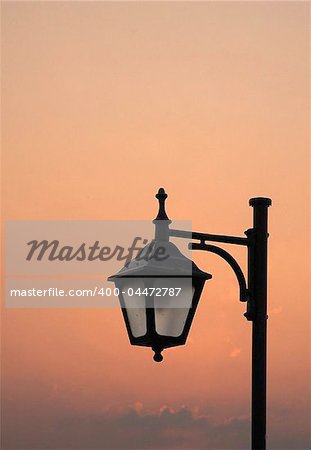 vintage streetlamp at sunset