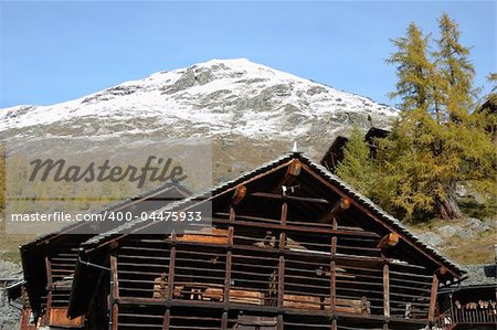 Tipical "Walser" house of an ancient mountain village; west Alps, Italy