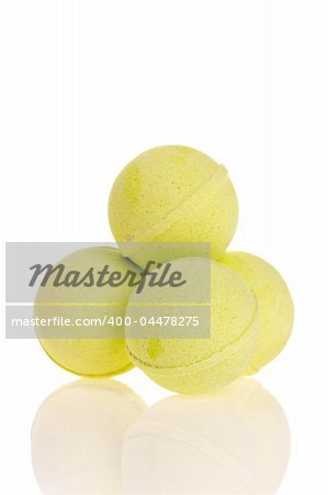Yellow Bath Bombs isolated on white