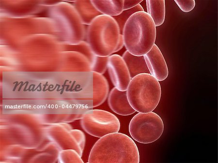 3d rendered close up of many streaming red blood cells