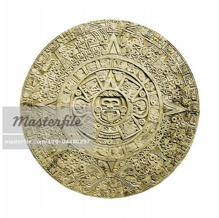 ancient aztec calendar isolated on white background
