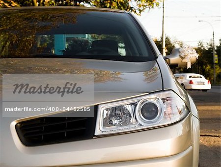 Silver car on the road