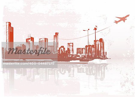 Big City - Grunge styled urban background.  Vector illustration.