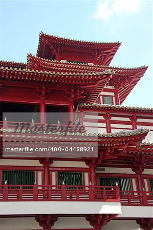 Architectural detail of  traditional chinese temple  rooftop against sky
