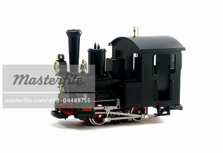 retro locomotive model on the white background