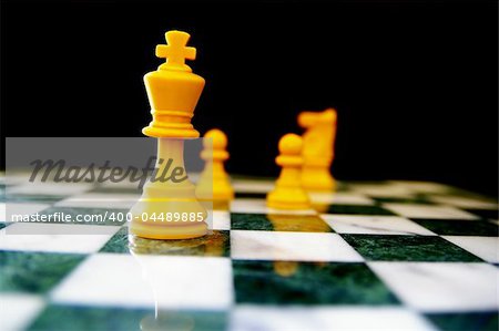 King and other chess pieces on the board