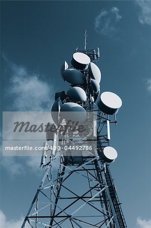 Details of a busy Communications Tower.