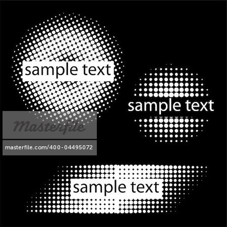 Vector - Retro 70s and 80s halftone dots in black and white with copy space for text.