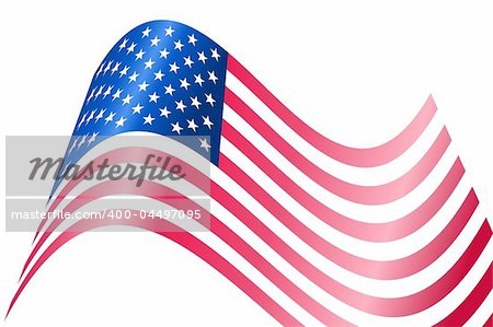 Vector - American USA flag waving with metallic or metal effect.