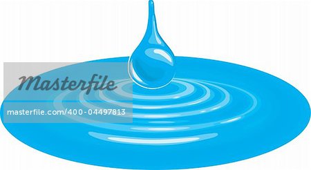 A vector illustration of a falling drip of water impacting the water?s surface