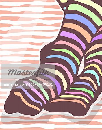 Editable vector illustration of colorful stripey socks