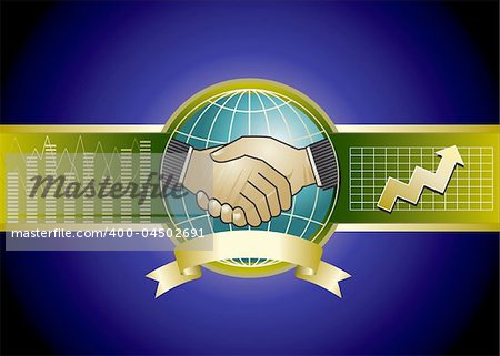 design of two businessmen handshaking and background