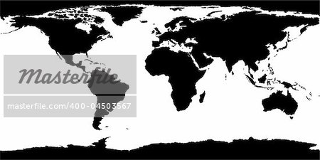 World map texture - detailed black & white illustration as 3D source map