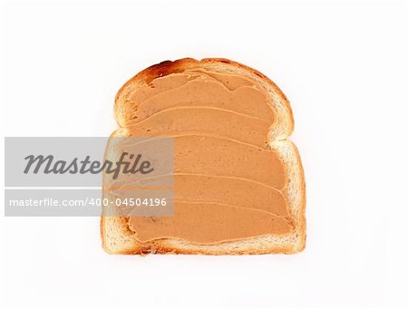 toast with peanut butter isolated on white background