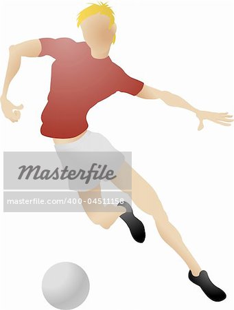 An illustration of a football player dribbling a ball
