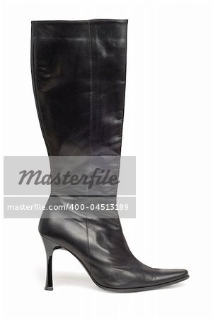 Black shine woman boot isolated over white