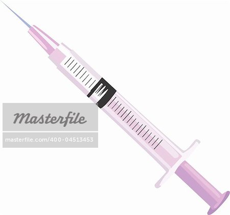 Illustration of a pink syringe isolated