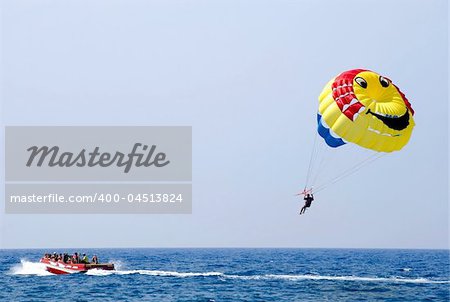 Parasailing over the Mediterranean Sea