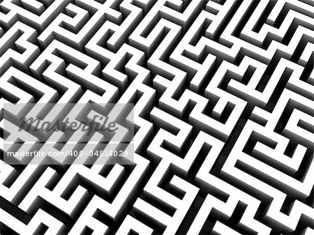 3d rendered illustration of a black and white maze