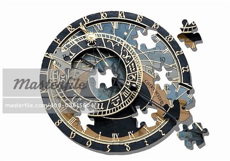 Isolated Astronomical clock in Prague. Jigsaw puzzle