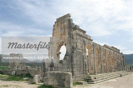 Ruins of roman archs, great destination for travel - Volubilis, Morocco, Africa