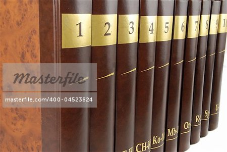 Encyclopedia set - 10 heavy book tomes isolated