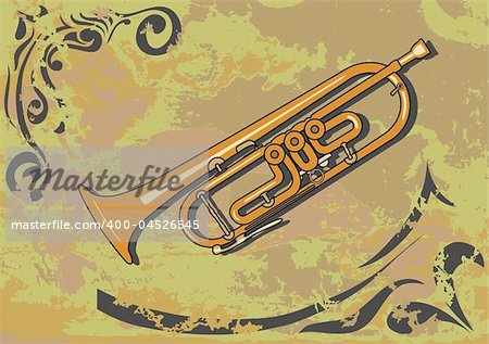 Wind musical instrument on an abstract background