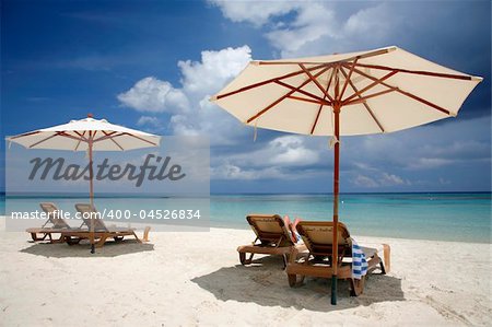 Nice vacation picture with beach parasols