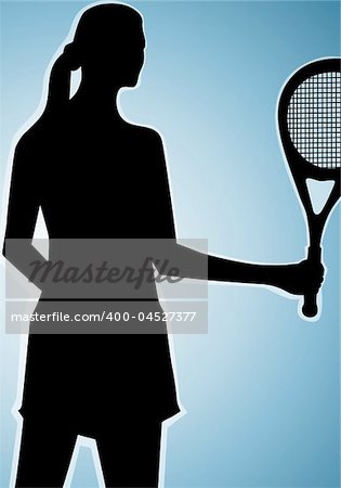 Illustration of silhouette of female tennis player