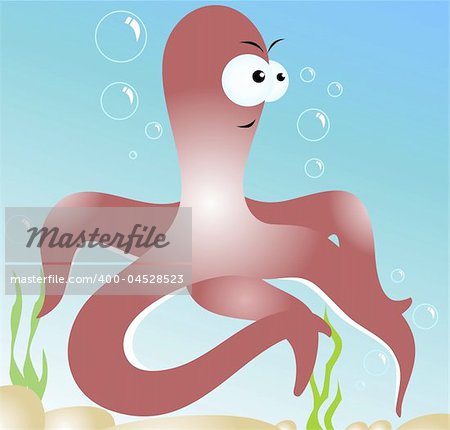 Illustration of a cartoon octopaus